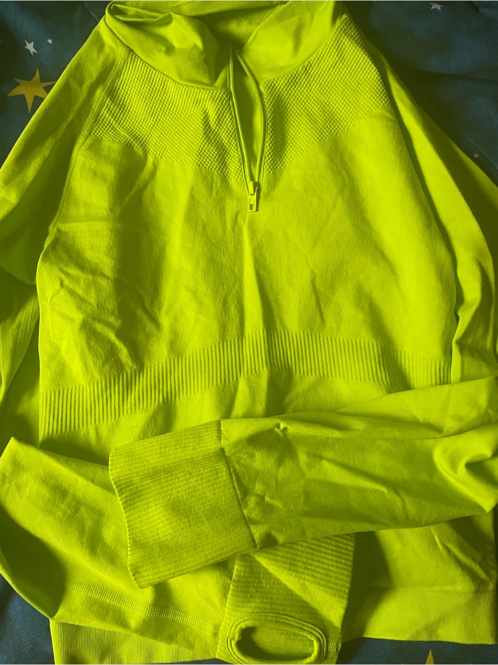 PINK Victoria's Secret Neon Yellow Quarter-Zip Sweater